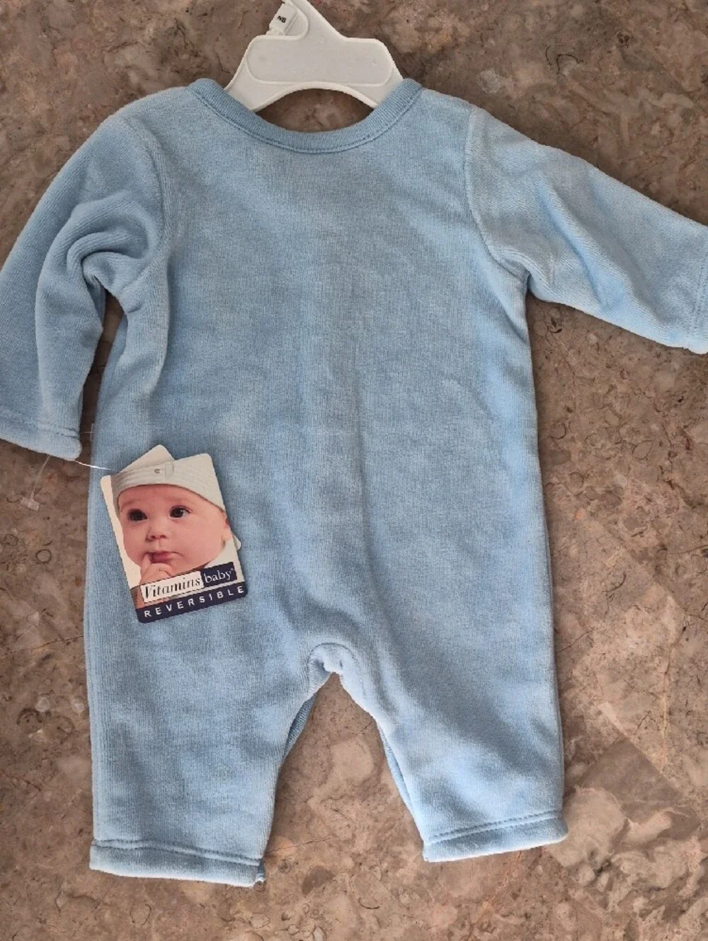 Baby Blue Plush One-Piece with Car Embroidery